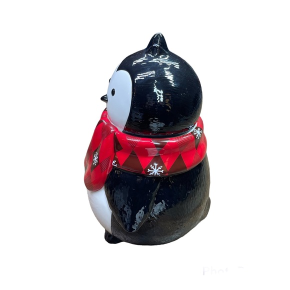 Harry & David VTG Penguin Cookie Jar Plaid Scarf 12" H - Picture 3 of 13